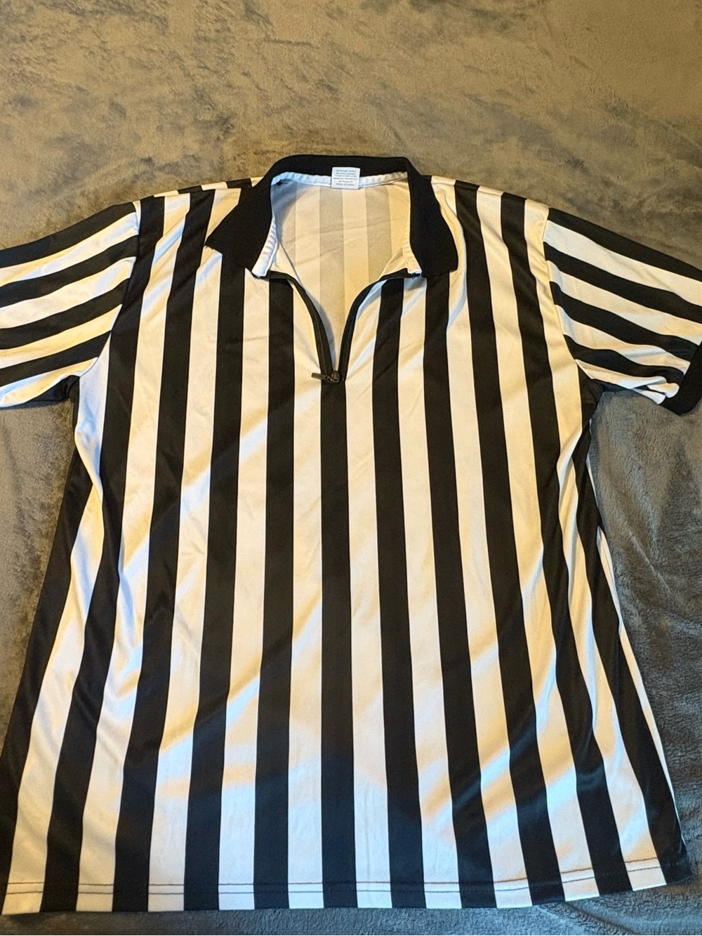 Murphy Sporting Goods Men's Black and White Striped Referee Polo Shirt Size M